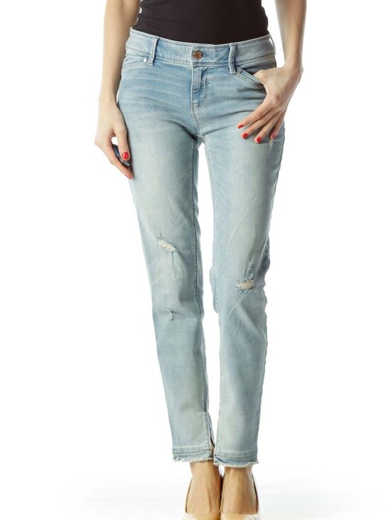 White House Black Market Denim - White House Black Market Light Blue Distressed Skinny Jeans